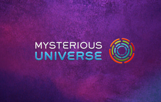 The logo for Mysterious Universe on a purple background.